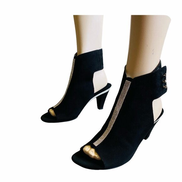 Onex Leather Tuxedo Heeled Sandal Black Sz 9/9.5 - Picture 8 of 15